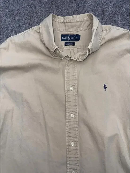 Ralph Lauren Blake Shirt Mens XL Beige Button Down Pony Cotton Classic - Picture 2 of 8